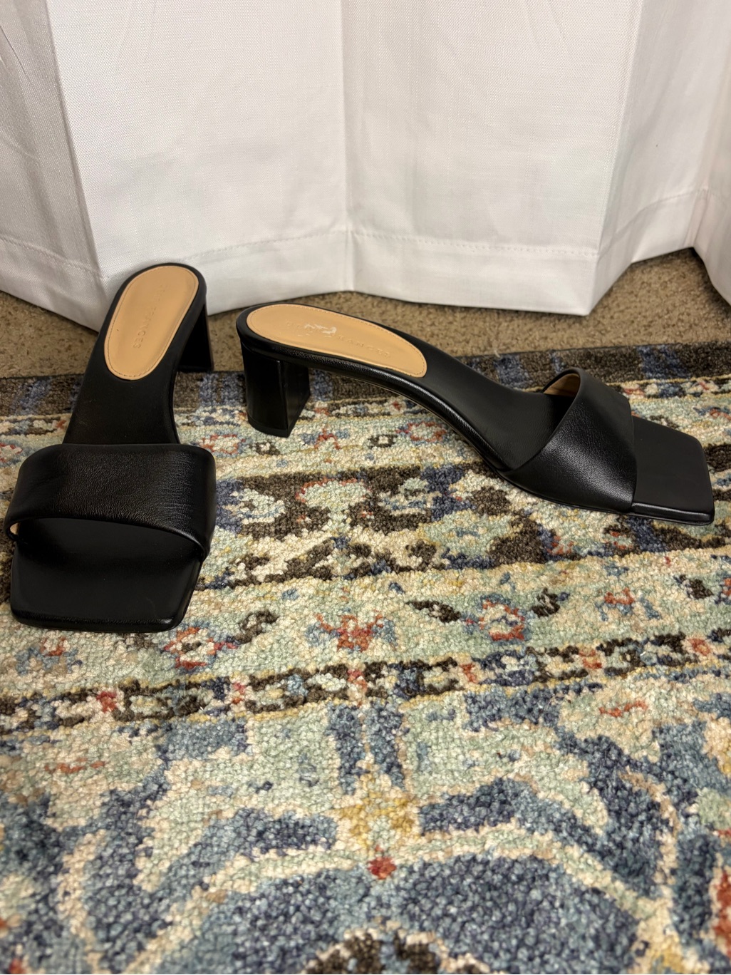Black Leather Square-Toe Mule Sandals - Timeless Women's Heels